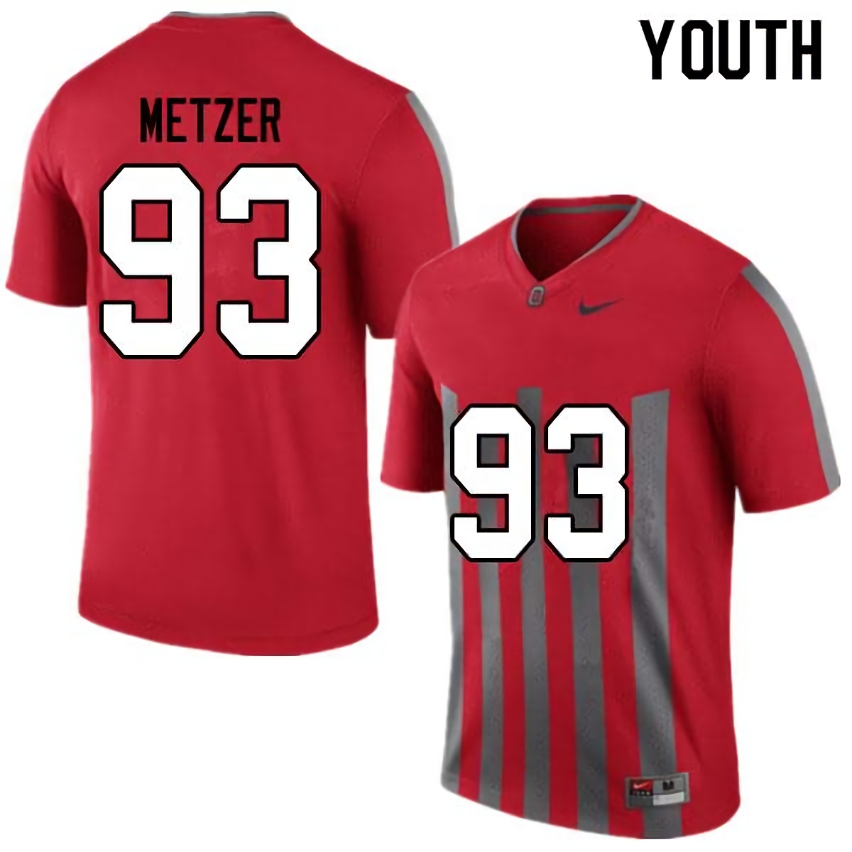 Jake Metzer Ohio State Buckeyes Youth NCAA #93 Nike Throwback Red College Stitched Football Jersey NEC4656PX